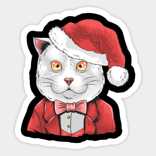 Christmas Cat Santa Hat Sticker by CoApparel
